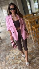 Hnedé dámske capri nohavice Blumare z viskózovej zmesi s elegantným priliehavým strihom