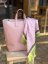 ružová kožená shopper kabelka minimalistický dizajn pevné ušká veľká elegantná kabelka