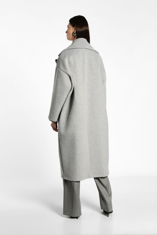 Šedý oversize kabát Imperial z vlnenej zmesi – minimalistický taliansky štýl