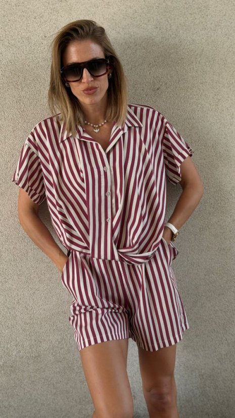 Letný komplet gio bordová - Farba: Bordová, Veľkosť: S