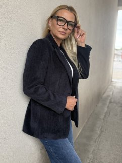Tmavomodré mančestrové sako – hebký materiál s jemným leskom a elegantným strihom Tmavomodré mančestrové sako – hebký materiál s jemným leskom a elegantným strihom