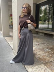 Dámske sivé široké nohavice Imperial s vysokým pásom z jemne splývavého materiálu