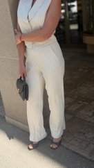 Smotanové pruhované nohavice Imperial so širokým elegantným strihom