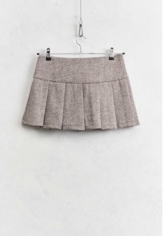Hnedá skladaná mini sukňa s prúžkovaným vzorom rybej kosti Marrone, taliansky elegantný štýl.