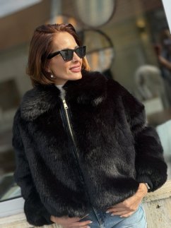 Elegantná čierna kožušinová bunda Imperial KESY z Talianska