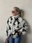 Krémovo-čierna bomber bunda s cow print vzorom – oversize strih, taliansky štýl