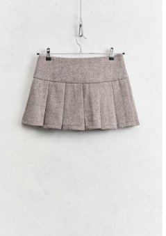 Hnedá skladaná mini sukňa s prúžkovaným vzorom rybej kosti Marrone, taliansky elegantný štýl.