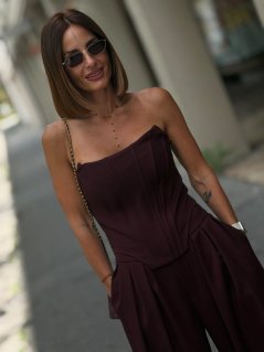 Dámsky burgundy top Milano s korzetovým strihom bez ramienok a tvarovanou prednou časťou Dámsky burgundy top Milano s korzetovým strihom bez ramienok a tvarovanou prednou časťou