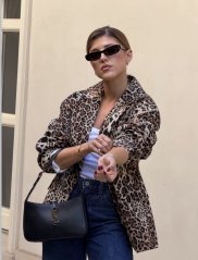 leopardie sako camel s dvojradovým zapínaním a klopami