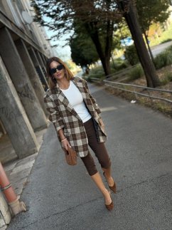 Hnedé dámske capri nohavice Blumare z viskózovej zmesi s elegantným priliehavým strihom