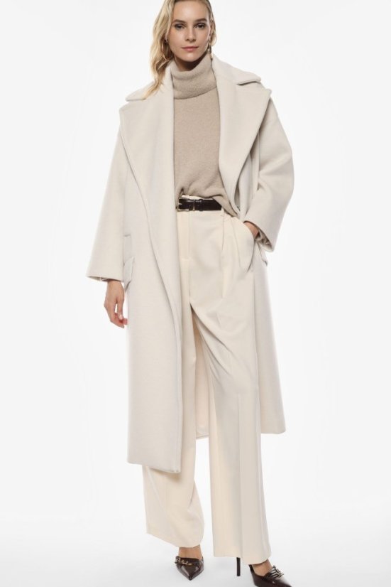 Kremový oversize kabát Imperial z vlnenej zmesi – elegantný taliansky štýl