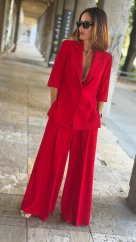 Dámske červené sako Imperial Rosso s klopami, rukávmi po lakte a elegantným tvarovaným strihom