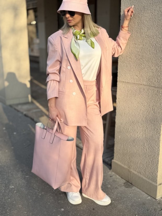 ružová kožená shopper kabelka minimalistický dizajn pevné ušká veľká elegantná kabelka